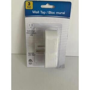 Intertek 3-Outlet Wall Tap Adapter Indoor Electrical Plug‎ Splitter White